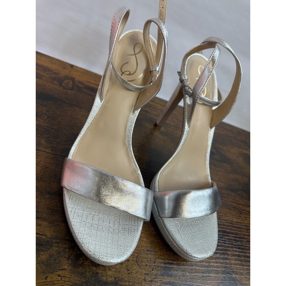 Sam Edelman Leather Jade Silver Metallic Platform Stiletto Pumps Size 11 M Heels - Picture 7 of 16